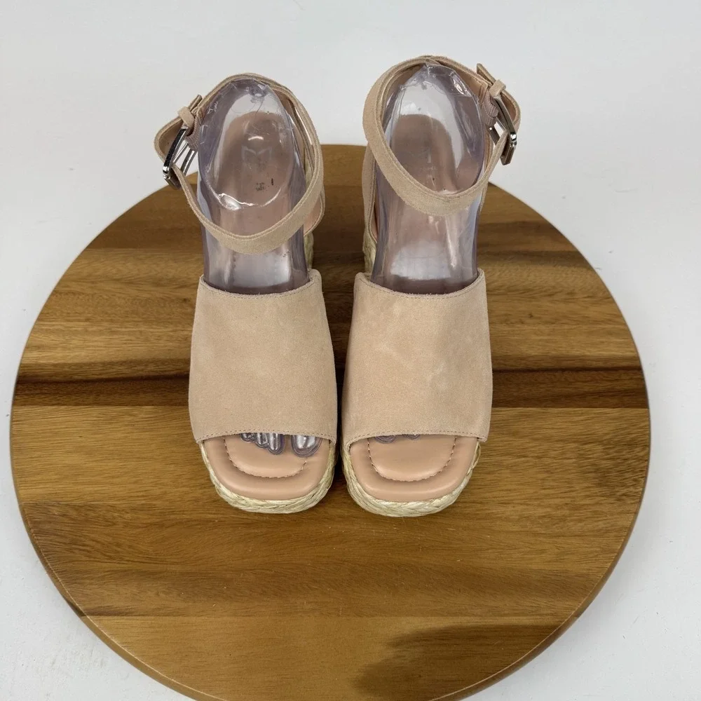 Womens Marc Fisher LTD Nelly Pink Suede Woven Espadrille Wedge Sandals Size‎ 8.5